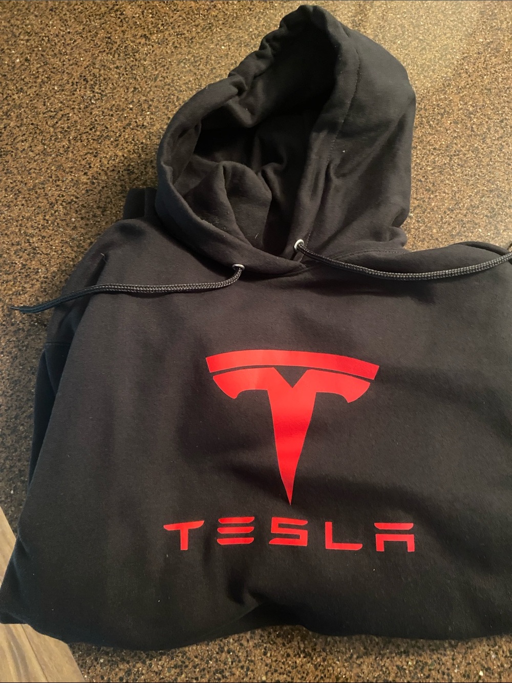Tesla Black Hoodie with Red Logo Emblem